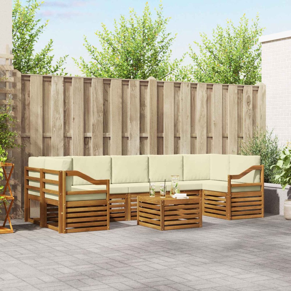 vidaXL Soffgrupper 8 pcs Naturlig och Grädde Massivt Akaciaträ