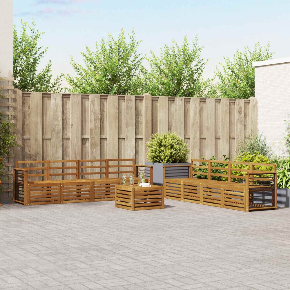 vidaXL Soffgrupper 9 pcs Naturfärg Massivt Akaciaträ