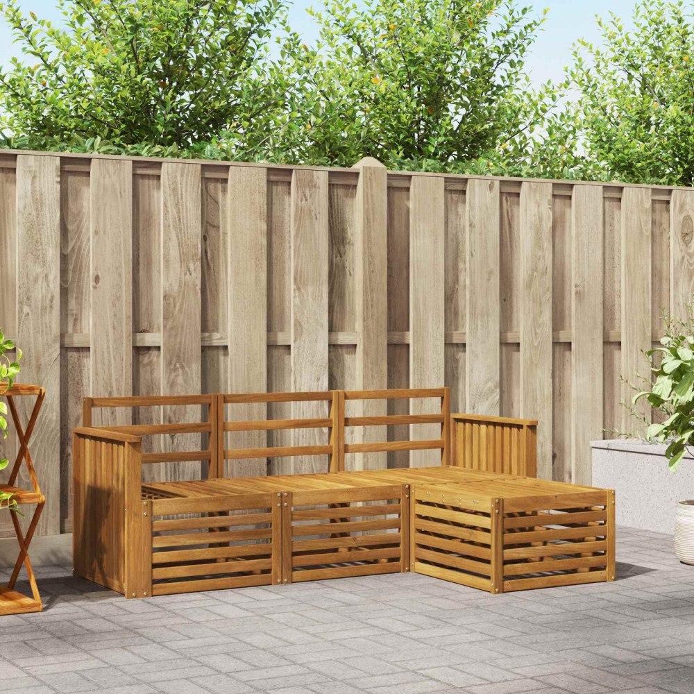 vidaXL Soffgrupper 4 pcs Naturfärg Massivt Akaciaträ