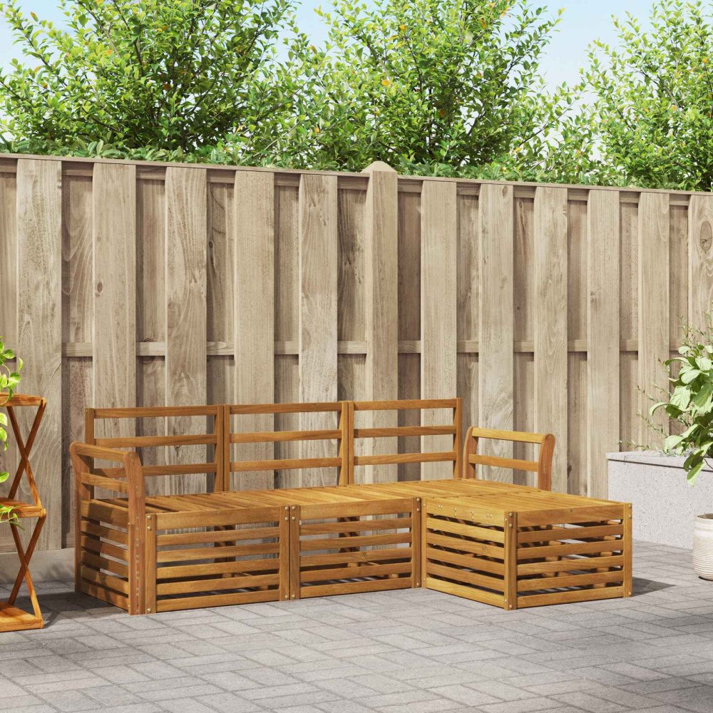vidaXL Soffgrupper 4 pcs Naturfärg Massivt Akaciaträ