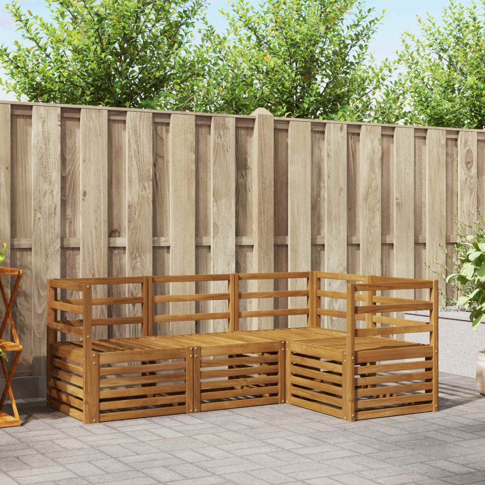 vidaXL Soffgrupper 4 pcs Naturfärg Massivt Akaciaträ