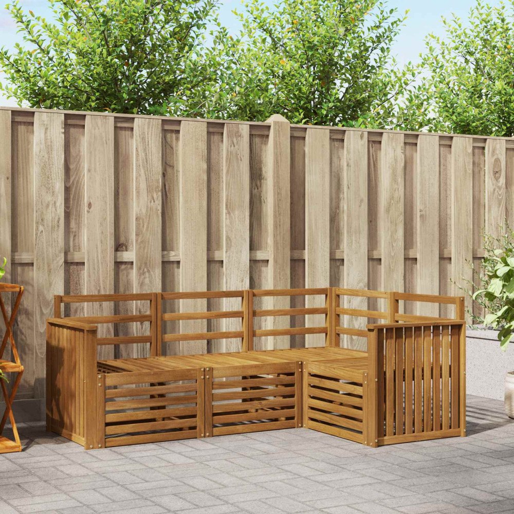 vidaXL Soffgrupper 4 pcs Naturfärg Massivt Akaciaträ