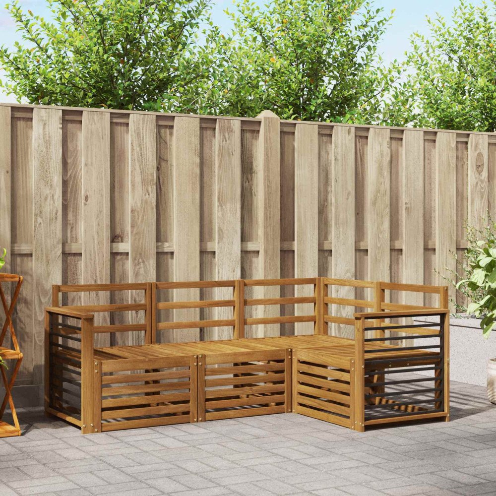 vidaXL Soffgrupper 4 pcs Naturfärg Massivt Akaciaträ