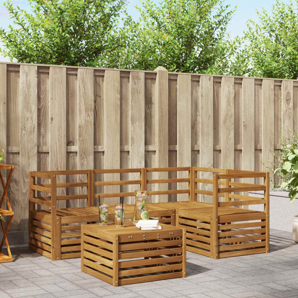 vidaXL Soffgrupper 5 pcs Naturfärg Massivt Akaciaträ