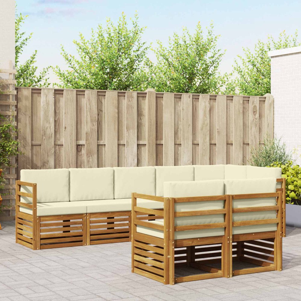 vidaXL Soffgrupper 8 pcs Naturlig och Grädde Massivt Akaciaträ