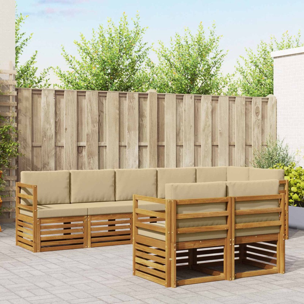 vidaXL Soffgrupper 8 pcs Naturlig och Beige Massivt Akaciaträ