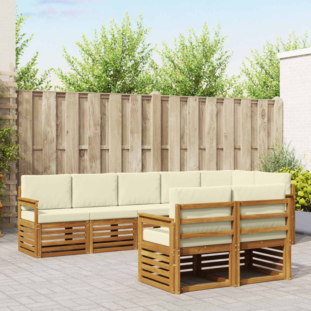 vidaXL Soffgrupper 8 pcs Naturlig och Grädde Massivt Akaciaträ