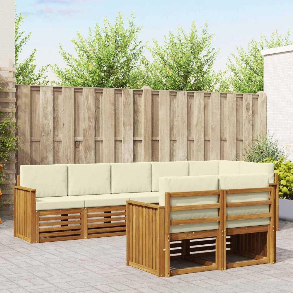 vidaXL Soffgrupper 8 pcs Naturlig och Grädde Massivt Akaciaträ