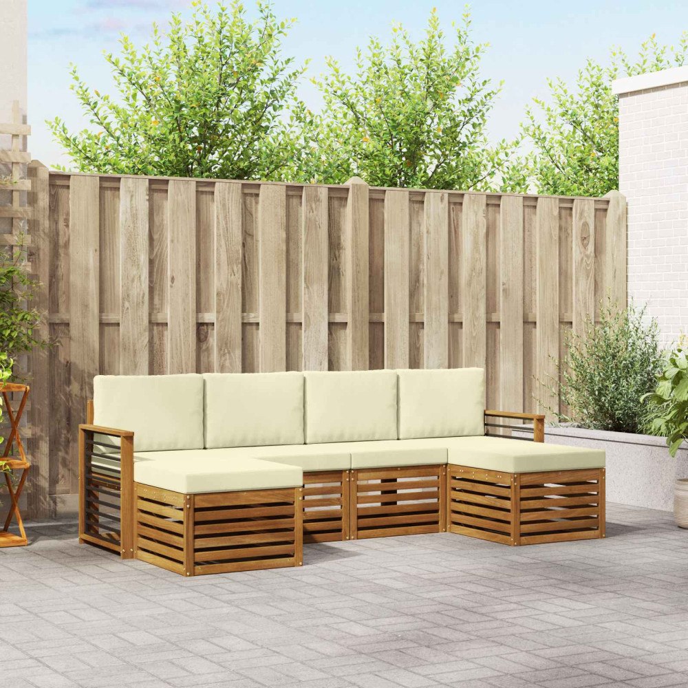 vidaXL Soffgrupper 6 pcs Naturlig och Grädde Massivt Akaciaträ