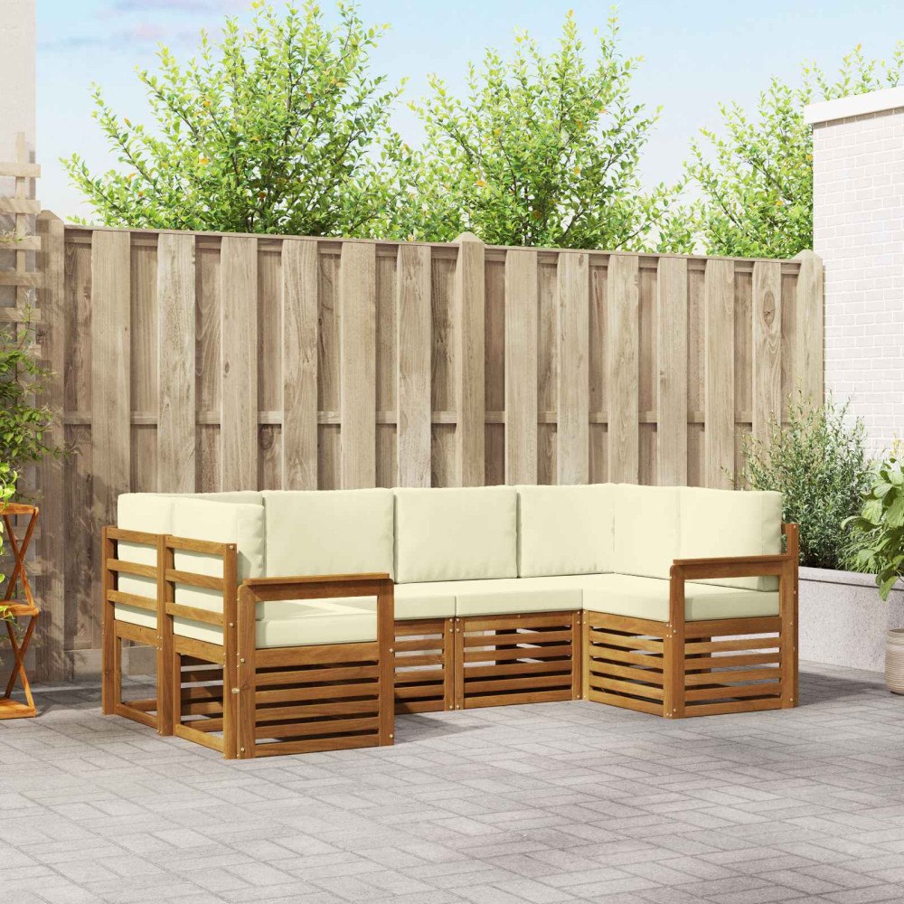 vidaXL Soffgrupper 6 pcs Naturlig och Grädde Massivt Akaciaträ