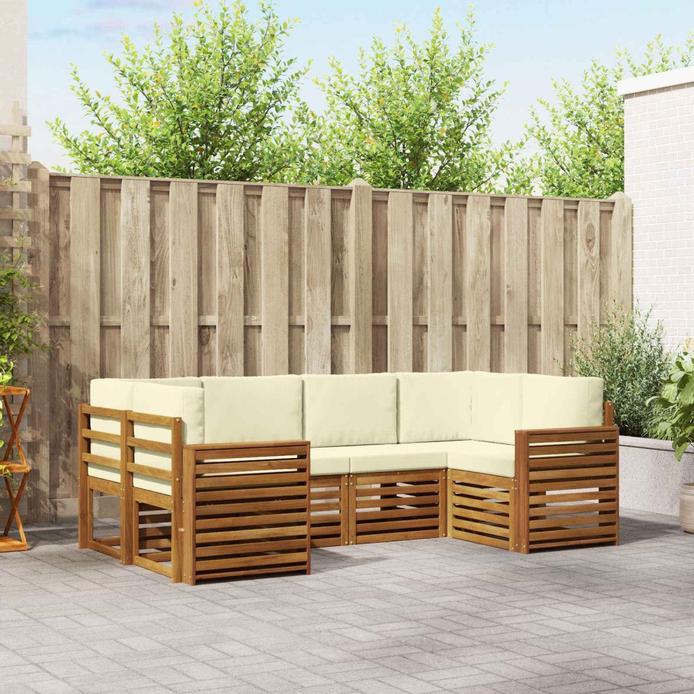 vidaXL Soffgrupper 6 pcs Naturlig och Grädde Massivt Akaciaträ