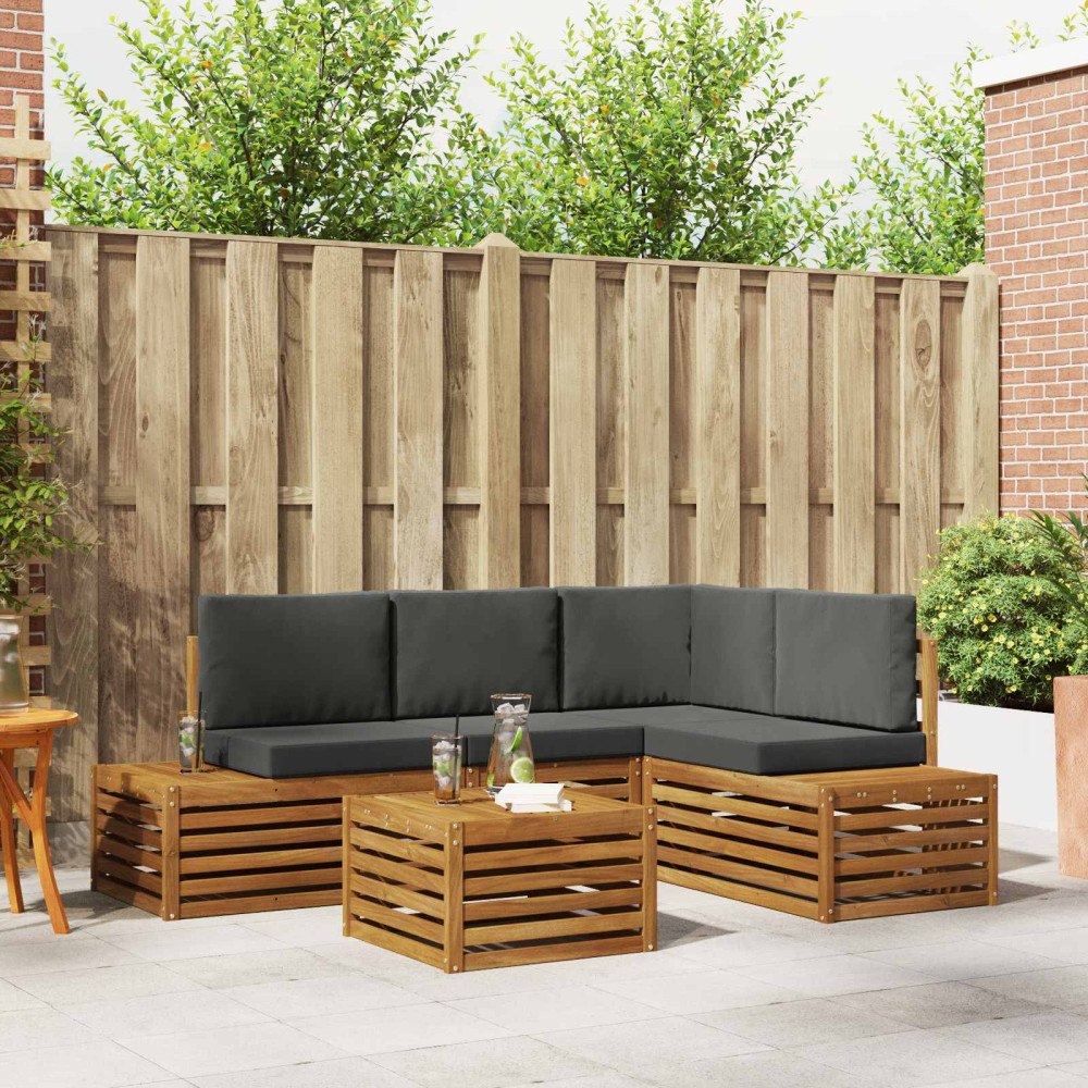 vidaXL Soffgrupper med kudde 5 Stycke Naturlig och Antracit