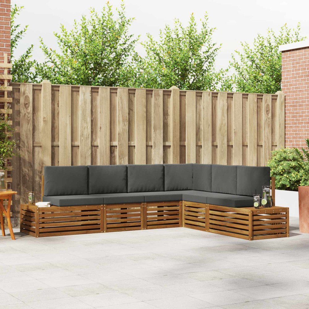 vidaXL Soffgrupper med kudde 6 Stycke Naturlig och Antracit