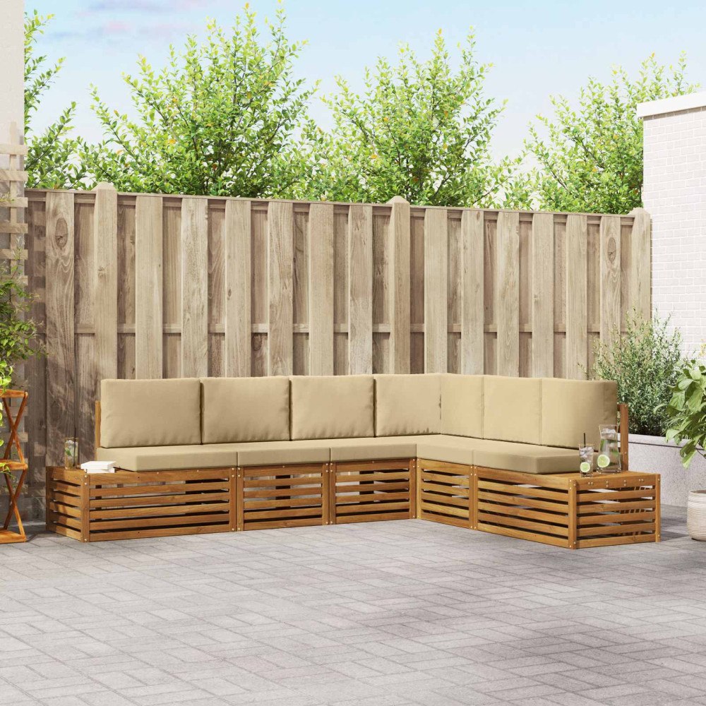 vidaXL Soffgrupper med kudde 6 Stycke Naturlig och Beige