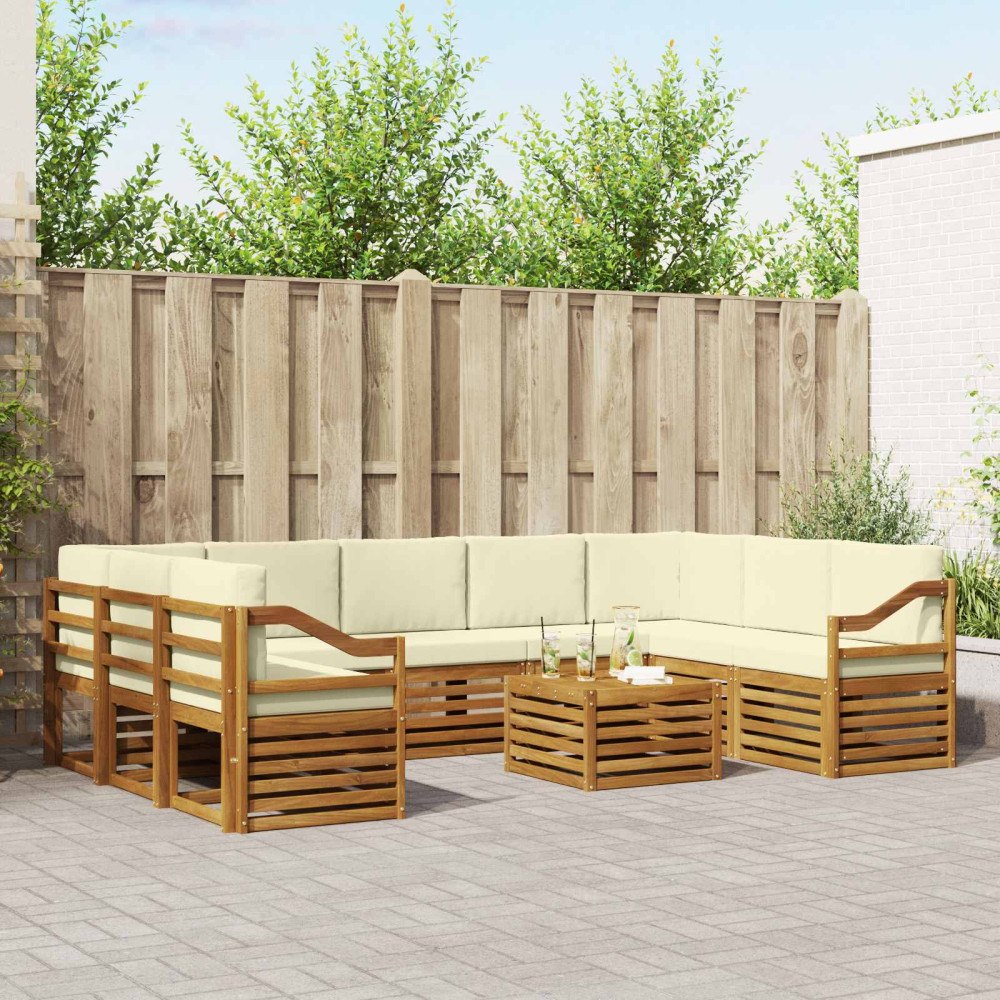 vidaXL Soffgrupper 10 pcs Naturlig och Grädde Massivt Akaciaträ