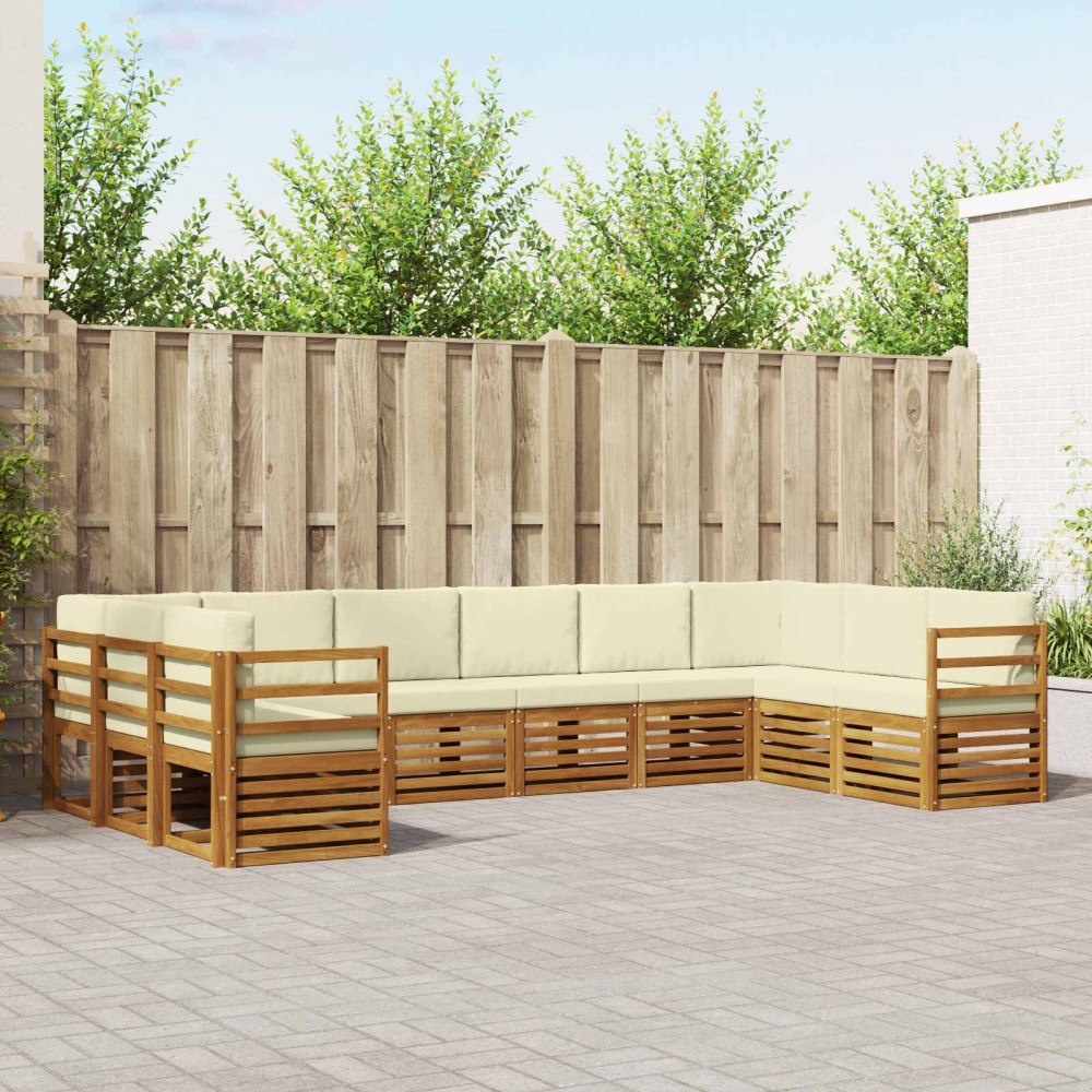 vidaXL Soffgrupper 10 pcs Naturlig och Grädde Massivt Akaciaträ