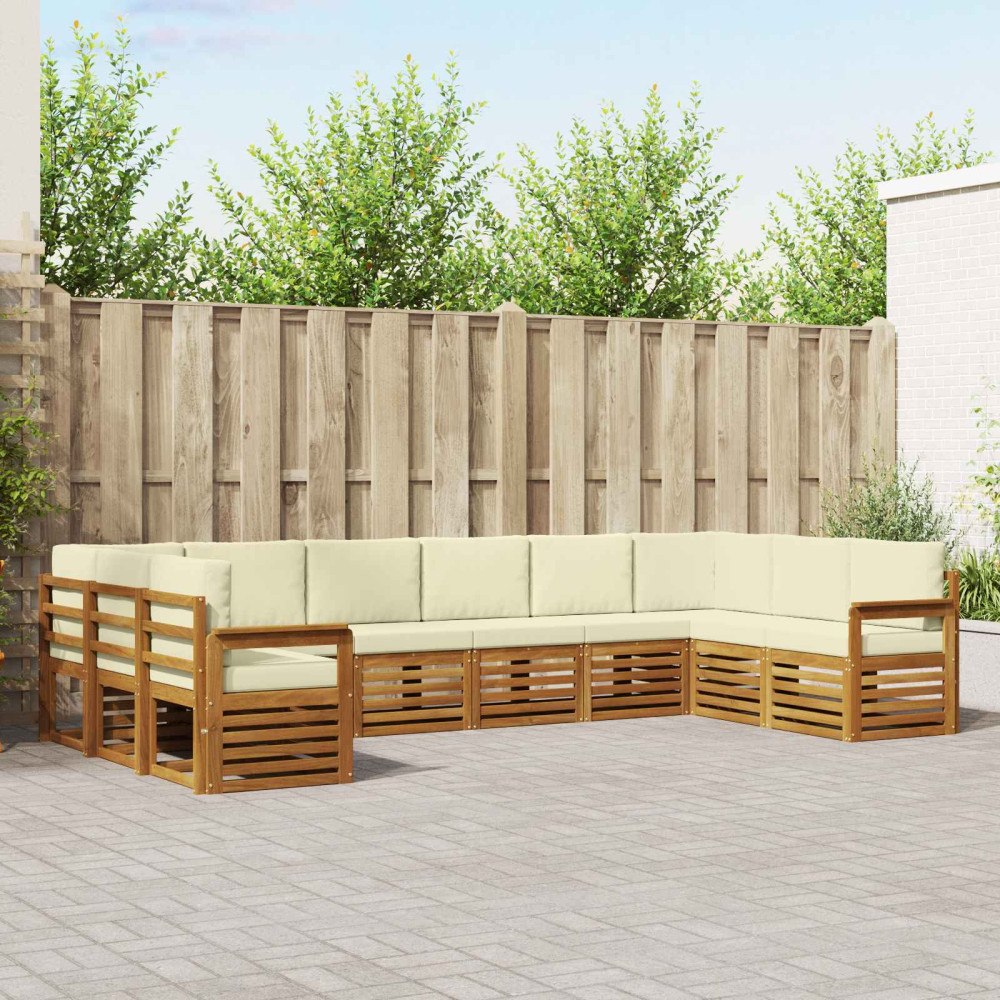 vidaXL Soffgrupper 10 pcs Naturlig och Grädde Massivt Akaciaträ