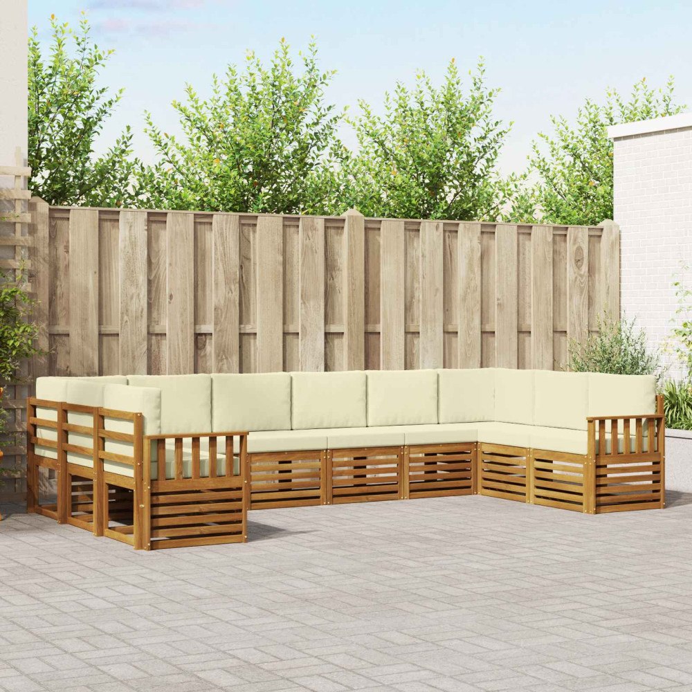 vidaXL Soffgrupper 10 pcs Naturlig och Grädde Massivt Akaciaträ