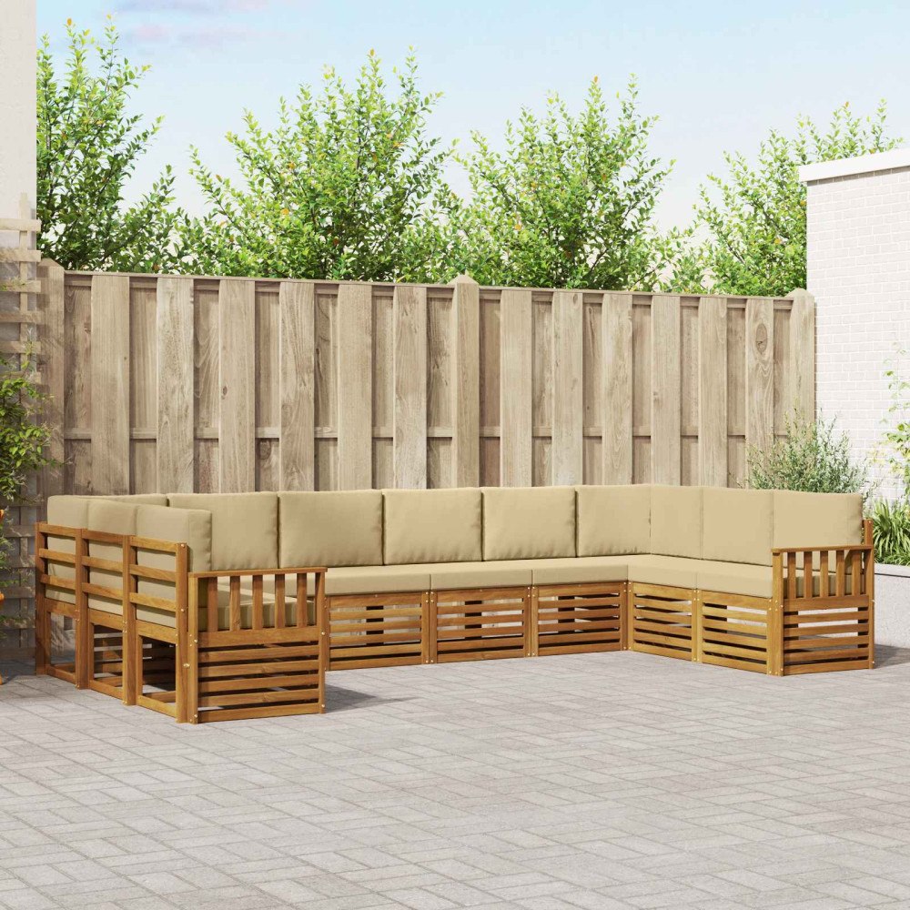vidaXL Soffgrupper 10 pcs Naturlig och Beige Massivt Akaciaträ