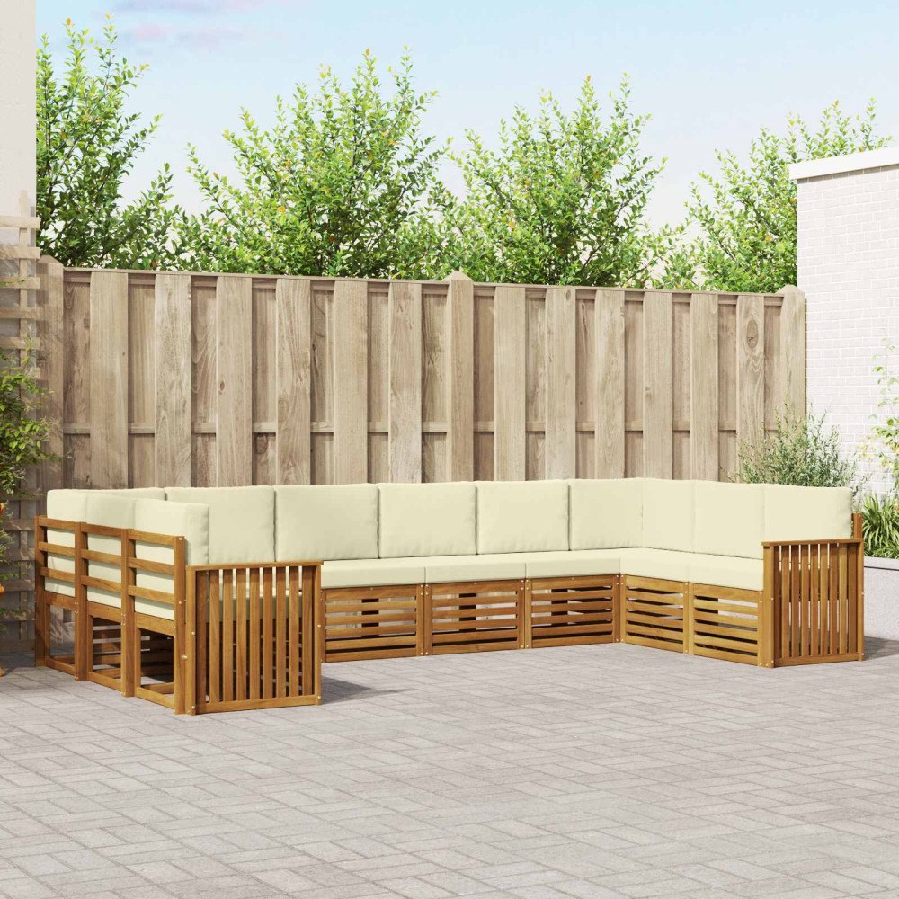 vidaXL Soffgrupper 10 pcs Naturlig och Grädde Massivt Akaciaträ
