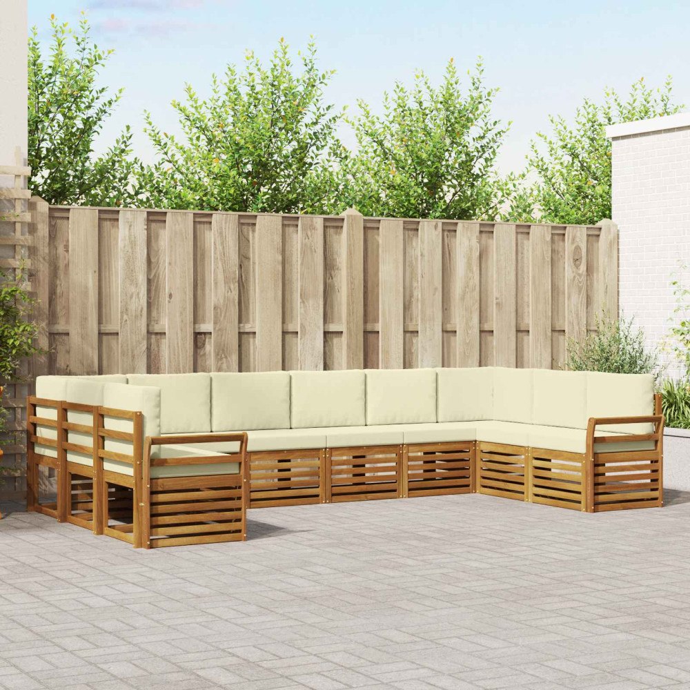 vidaXL Soffgrupper 10 pcs Naturlig och Grädde Massivt Akaciaträ