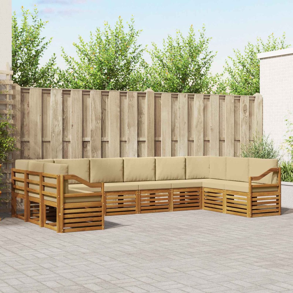vidaXL Soffgrupper 10 pcs Naturlig och Beige Massivt Akaciaträ