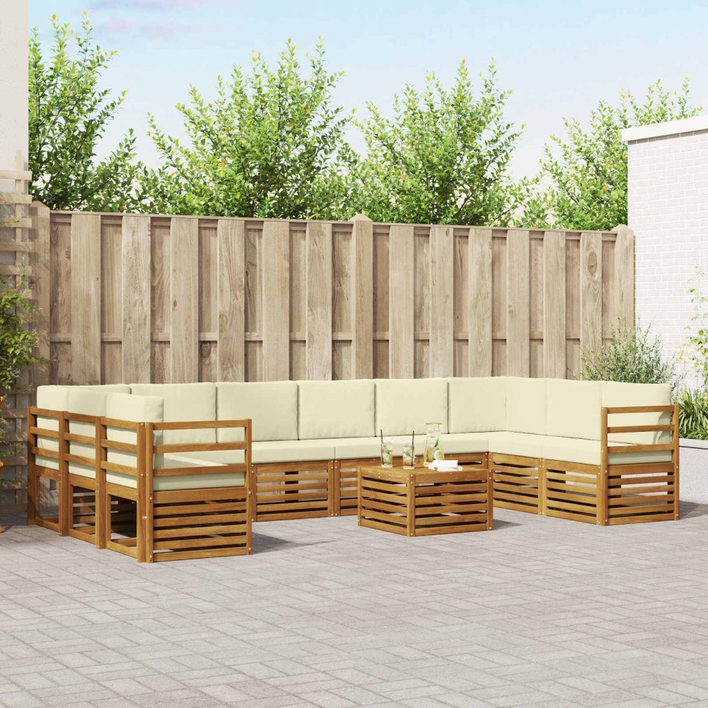 vidaXL Soffgrupper 11 pcs Naturlig och Grädde Massivt Akaciaträ