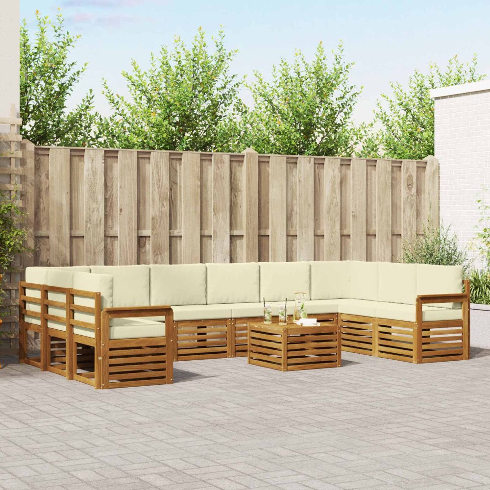 vidaXL Soffgrupper 11 pcs Naturlig och Grädde Massivt Akaciaträ