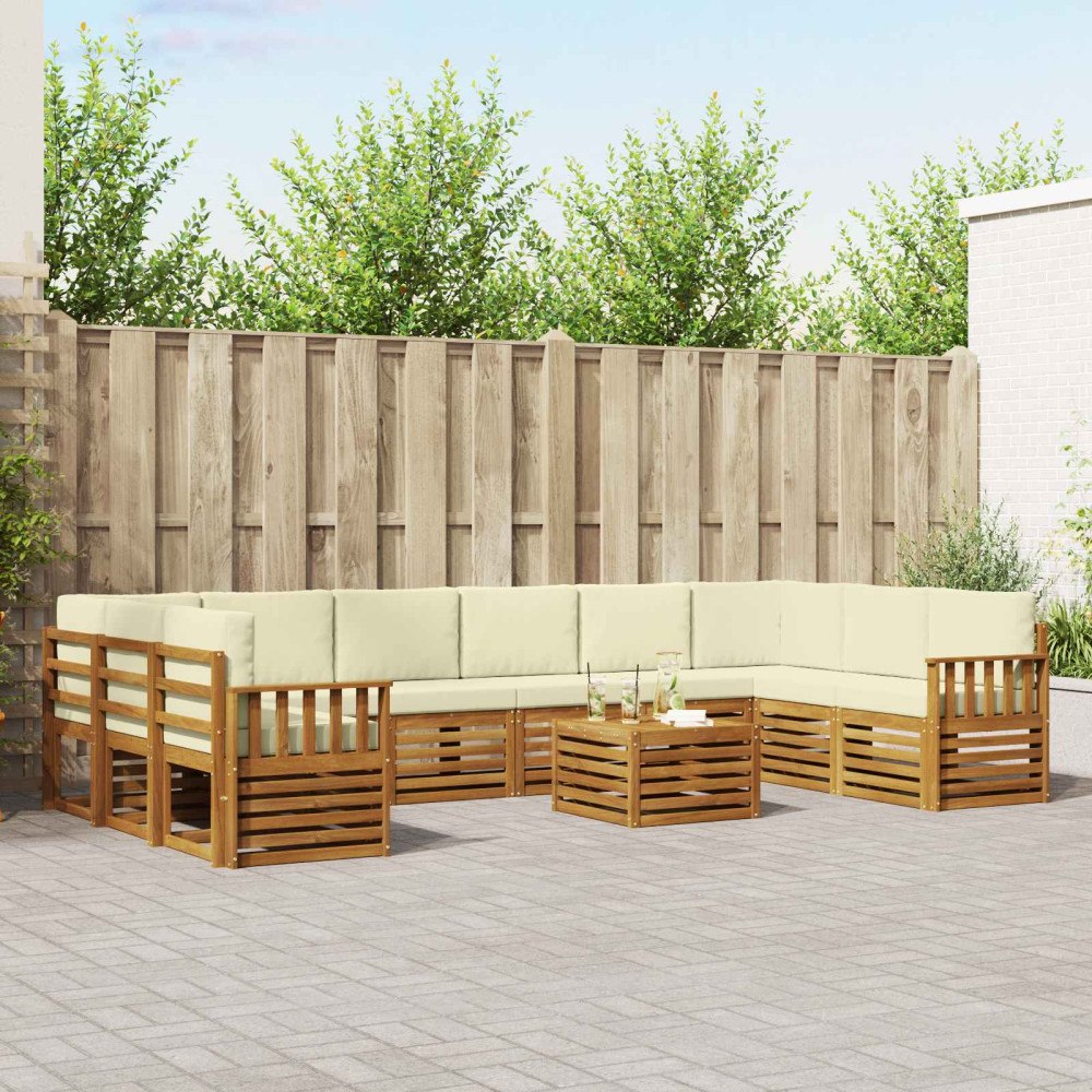 vidaXL Soffgrupper 11 pcs Naturlig och Grädde Massivt Akaciaträ