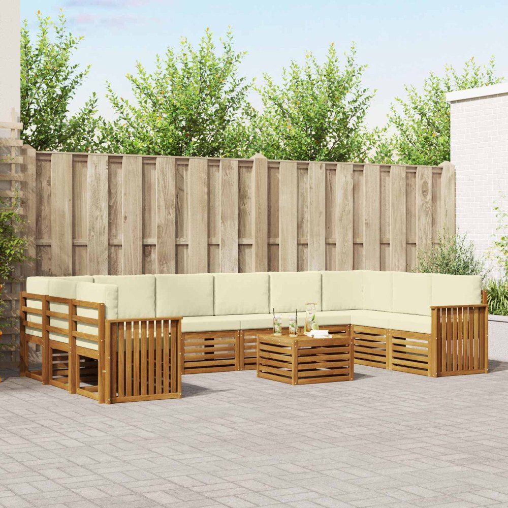 vidaXL Soffgrupper 11 pcs Naturlig och Grädde Massivt Akaciaträ