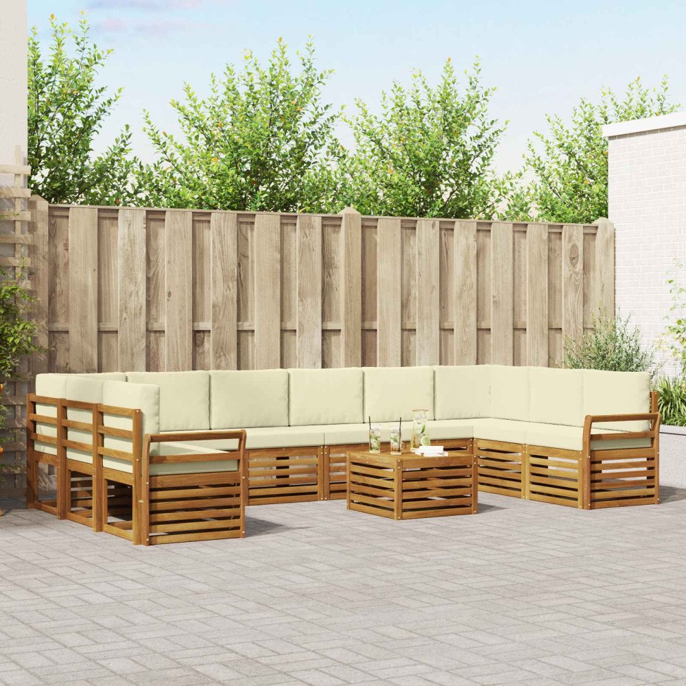 vidaXL Soffgrupper 11 pcs Naturlig och Grädde Massivt Akaciaträ
