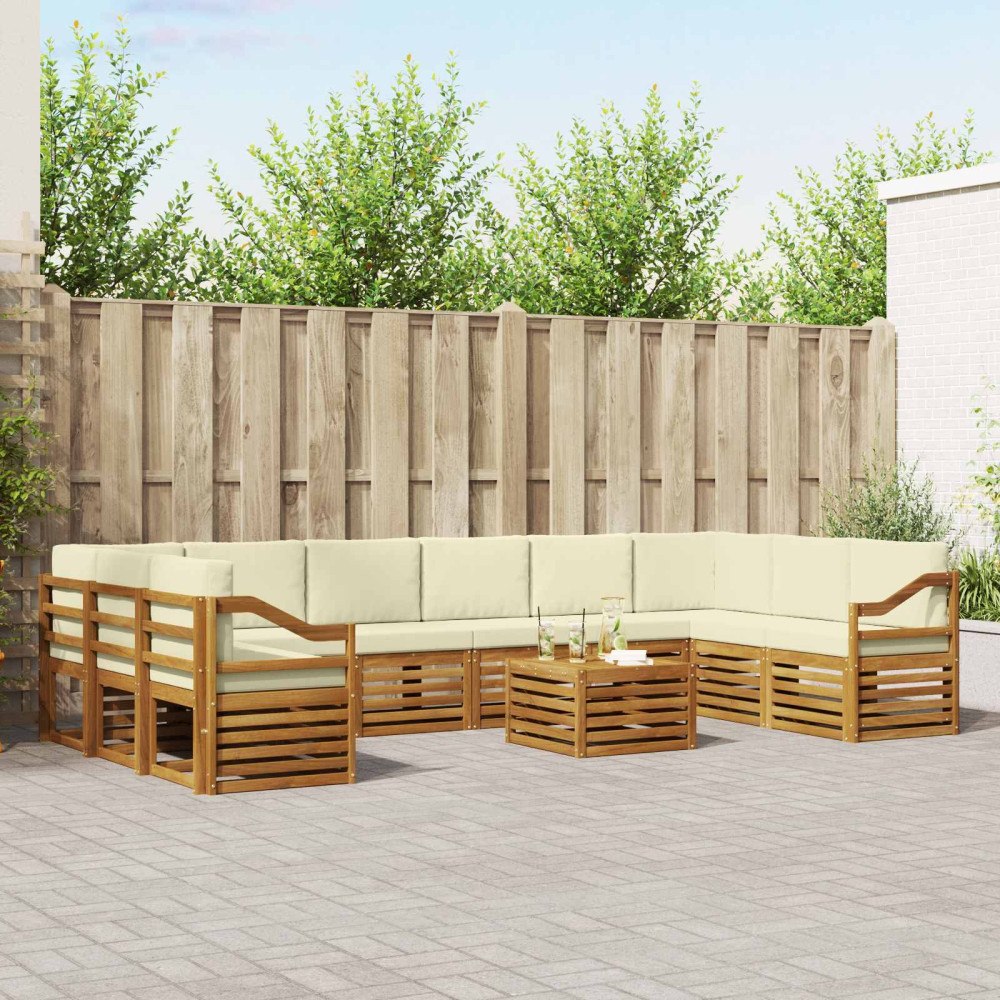 vidaXL Soffgrupper 11 pcs Naturlig och Grädde Massivt Akaciaträ