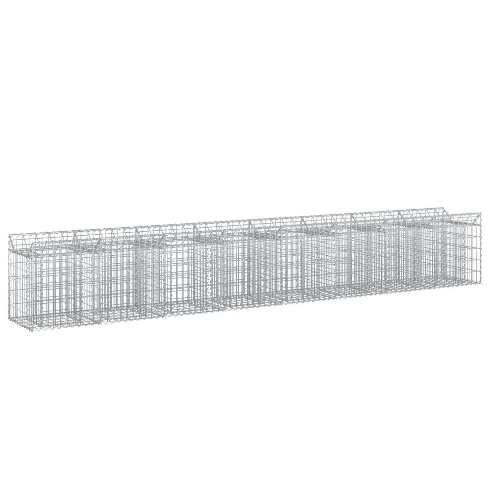 vidaXL Gabion upphöjd säng 2 pcs Silver 400 x 50 x 60 cm