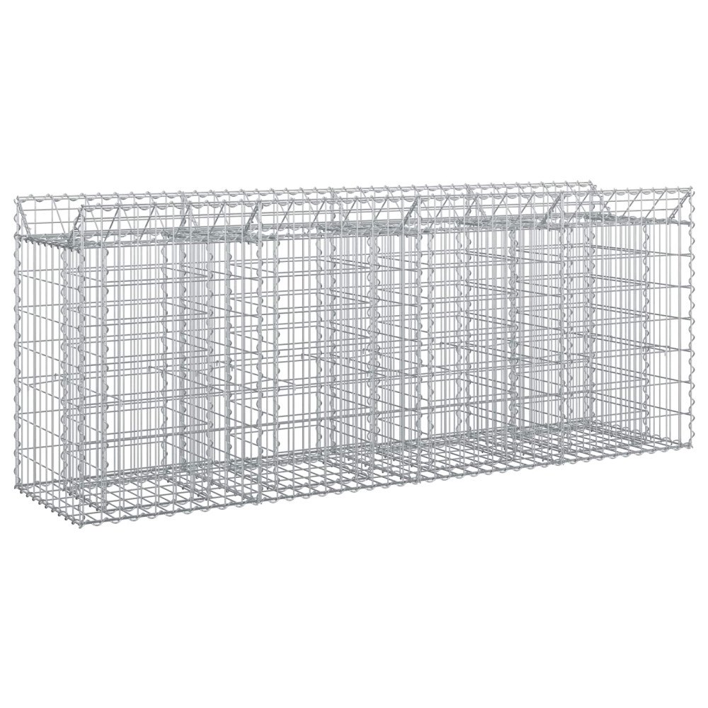 vidaXL Gabion upphöjd säng 2 pcs Silver 200 x 50 x 80 cm
