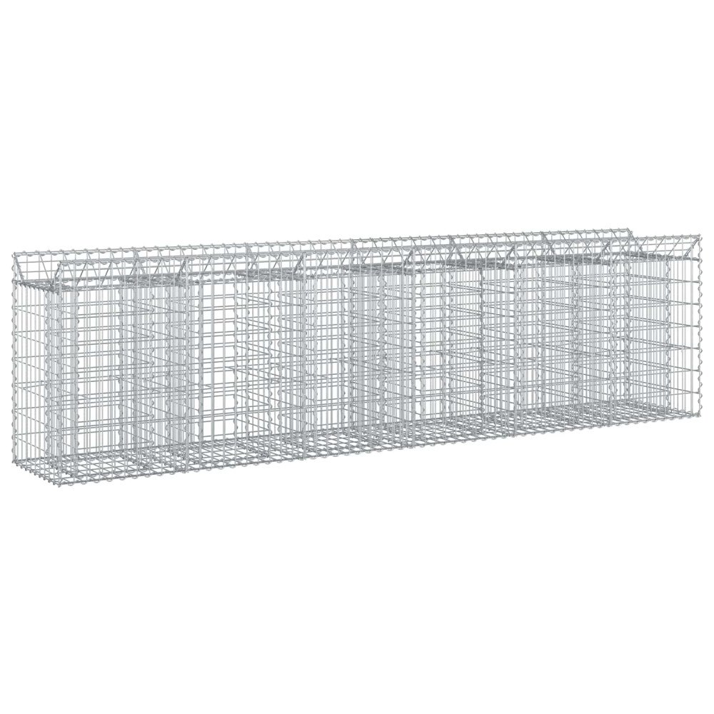 vidaXL Gabion upphöjd säng 2 pcs Silver 300 x 50 x 80 cm
