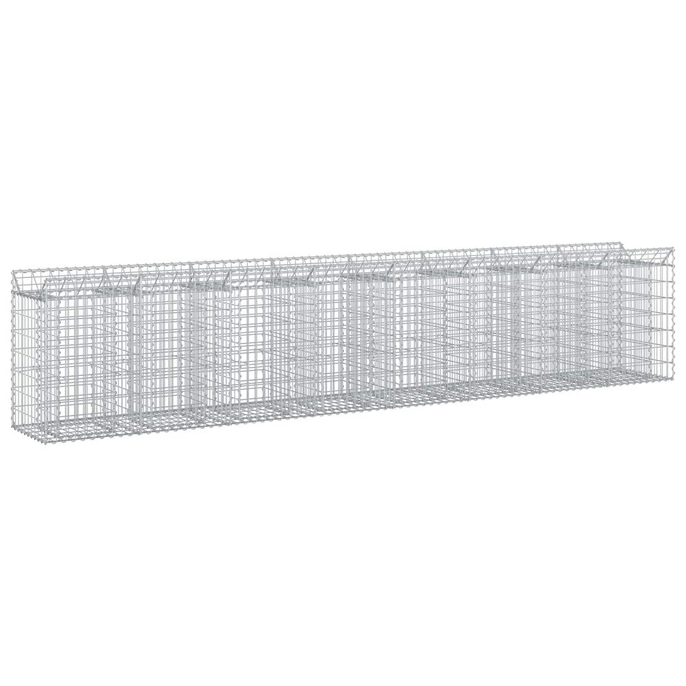 vidaXL Gabion upphöjd säng 3 pcs Silver 400 x 50 x 80 cm