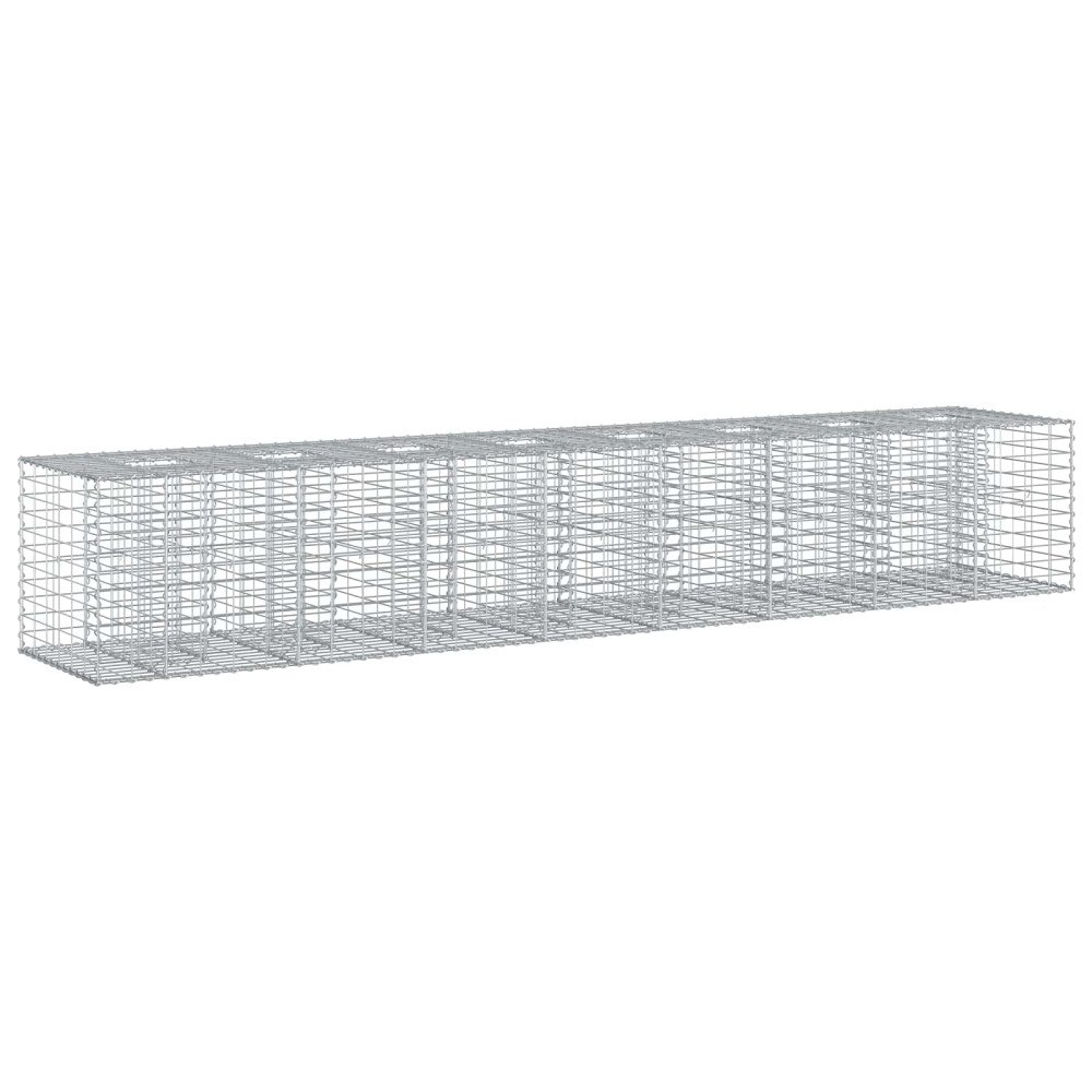 vidaXL Gabion upphöjd säng 2 pcs Silver 340 x 60 x 55 cm