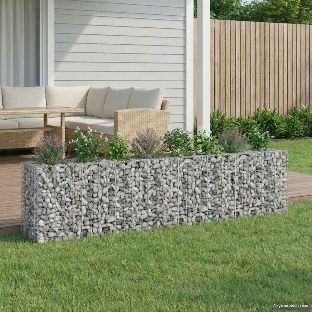 vidaXL Gabion upphöjd säng 2 pcs Silver 330 x 50 x 80 cm