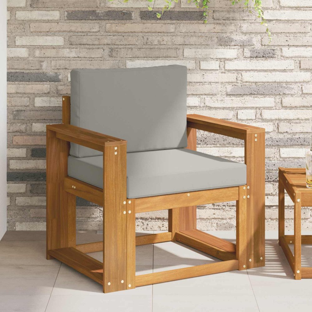 vidaXL Utomhussoffset Massivt akaciaträ och polyester Naturlig