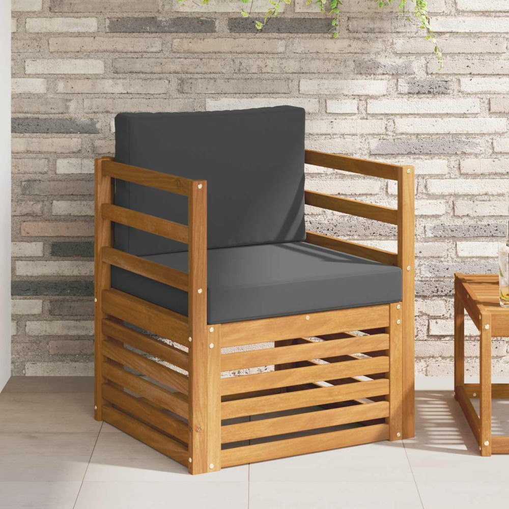 vidaXL Utomhussoffset med kudde Naturfärg 67 x 63 x 73 cm