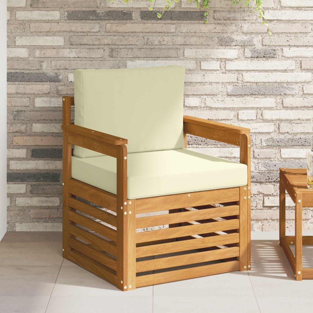 vidaXL Utomhussoffset med kudde Naturfärg 71 x 63 x 73 cm