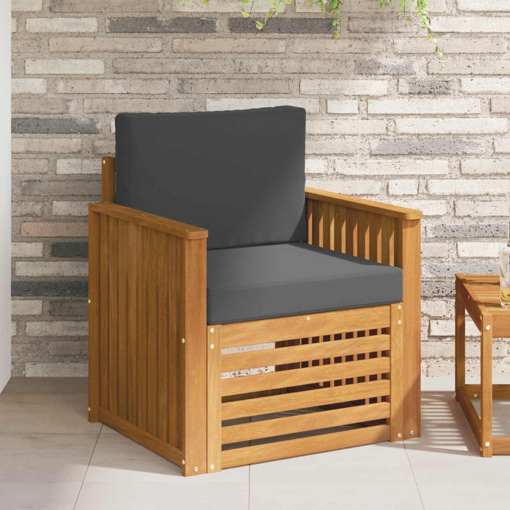 vidaXL Utomhussoffset med kudde Naturfärg 71 x 63 x 73 cm