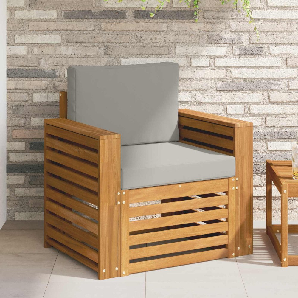 vidaXL Utomhussoffset med kudde Naturfärg 79 x 63 x 73 cm