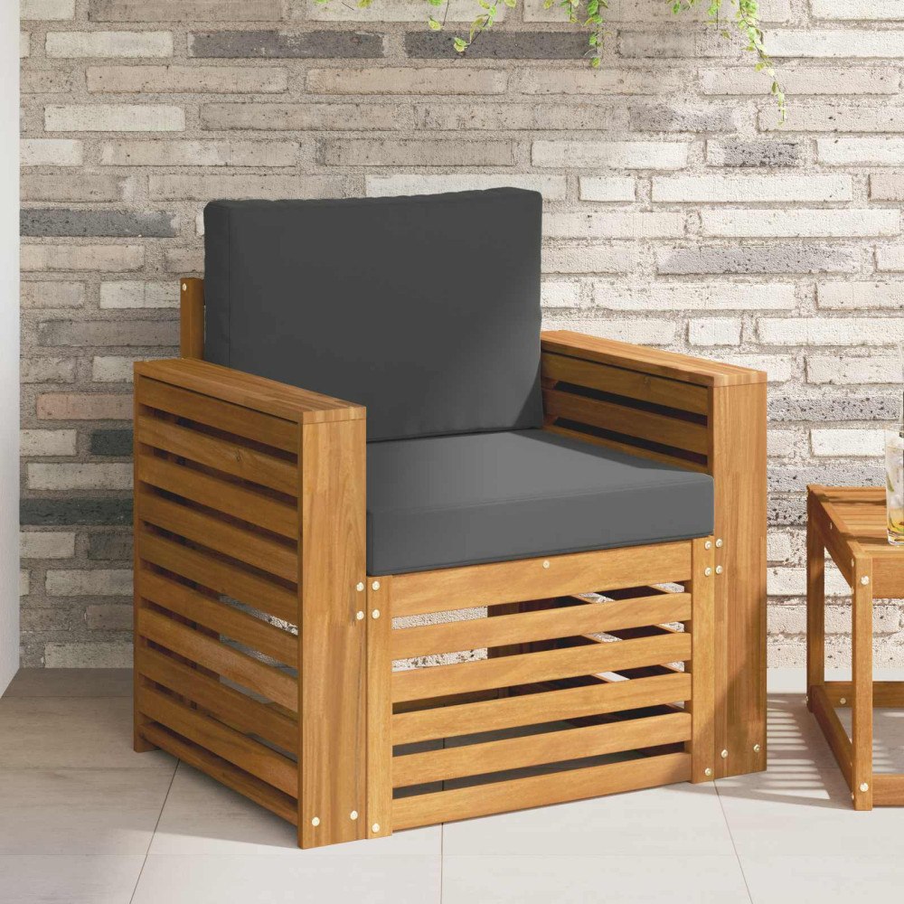 vidaXL Utomhussoffset med kudde Naturfärg 79 x 63 x 73 cm