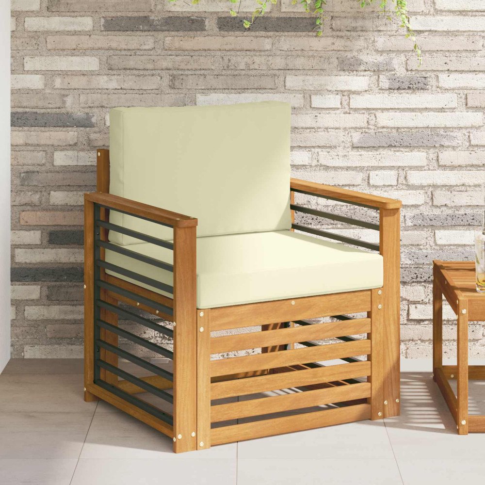 vidaXL Utomhussoffset med kudde Naturfärg 71 x 63 x 73 cm