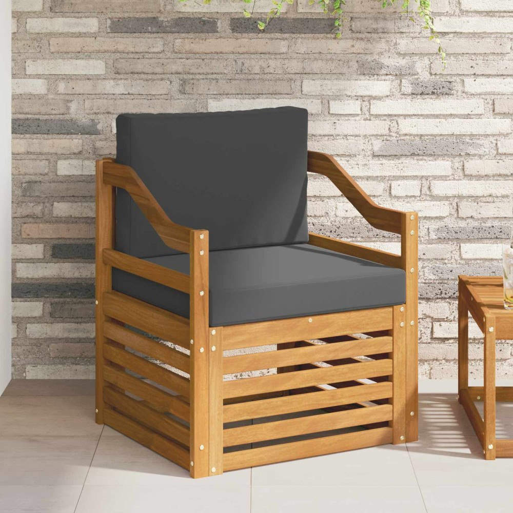 vidaXL Utomhussoffset med kudde Naturfärg 67 x 63 x 73 cm