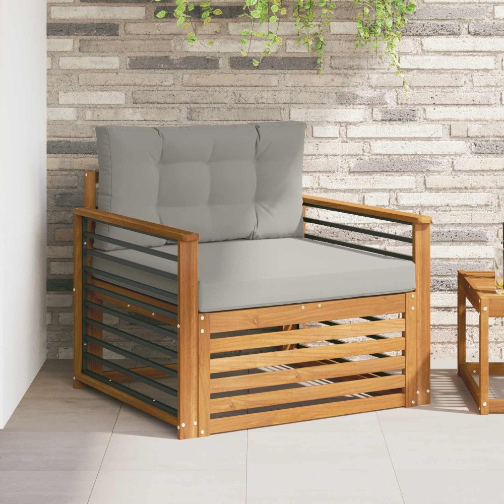 vidaXL Utomhussoffset Massivt akaciaträ och polyester Naturfärg