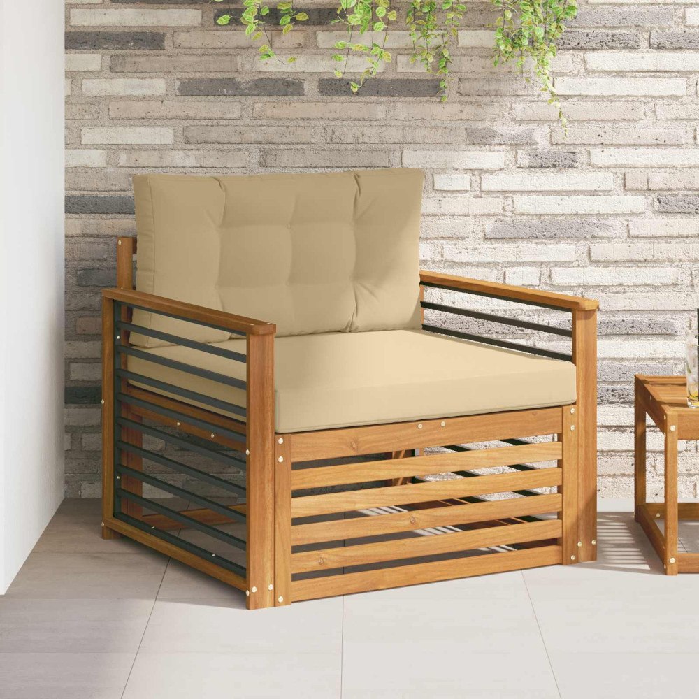 vidaXL Utomhussoffset Massivt akaciaträ och polyester Naturfärg