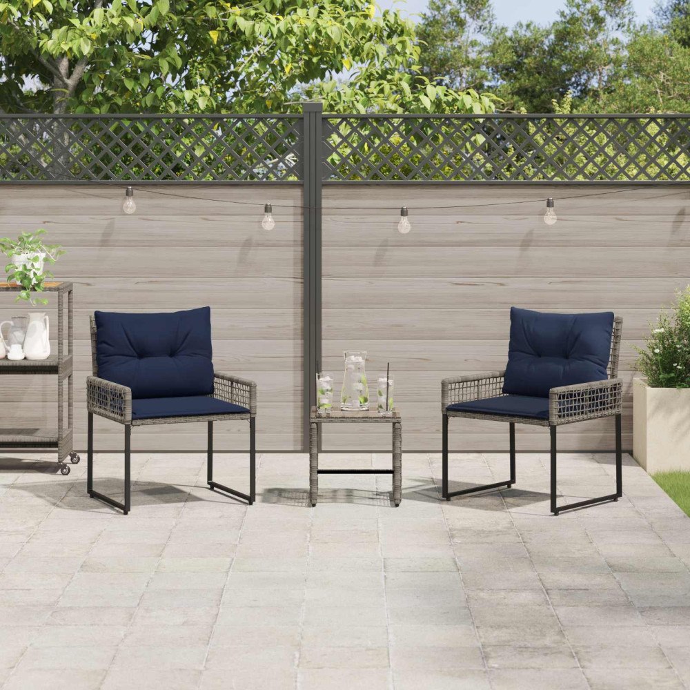 vidaXL Utemöbelset med kudde stål