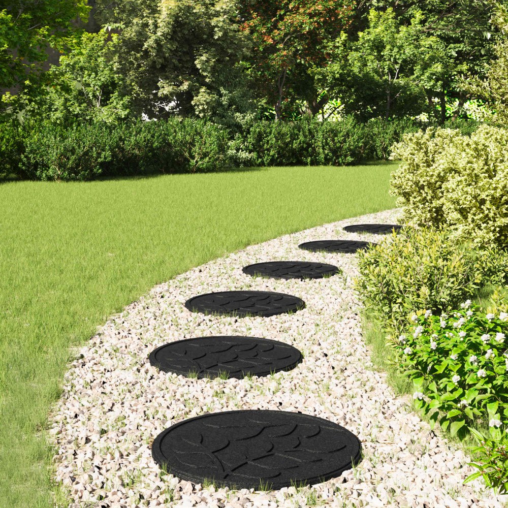 vidaXL Stepping Stone 6 pcs Svart Ø 44 x 2 cm Gummi